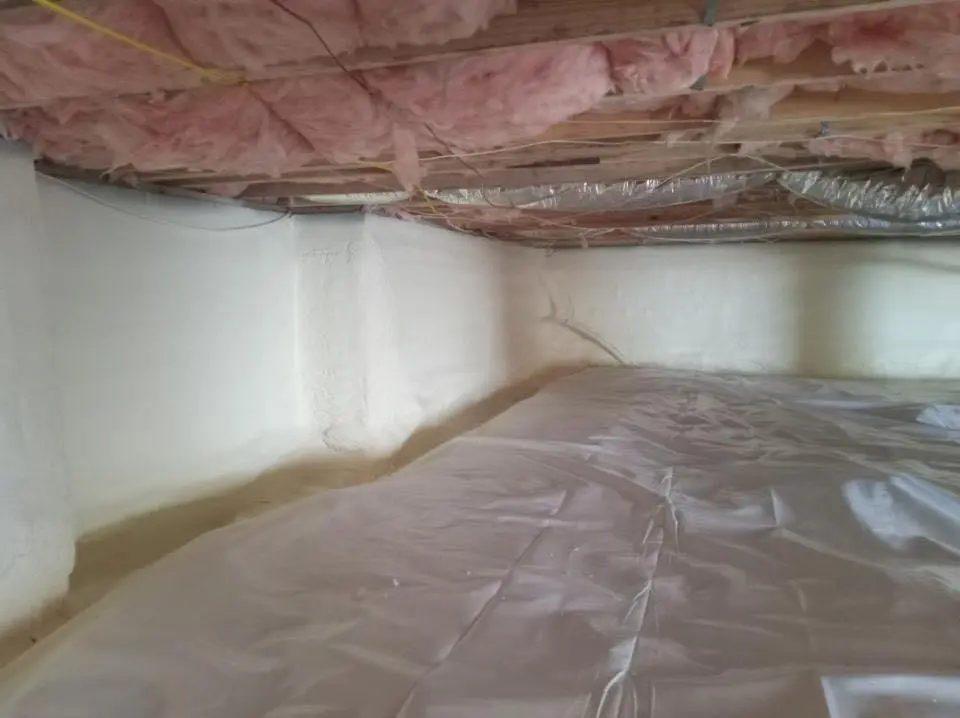 Crawl space encapsulation with closed-cell spray foam for Storm Damage Roof Repair in El Reno